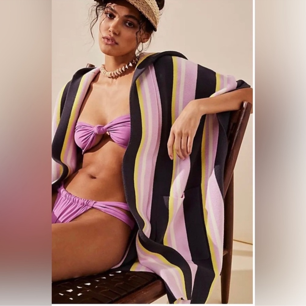 Free People All I Need Striped Hooded Poncho